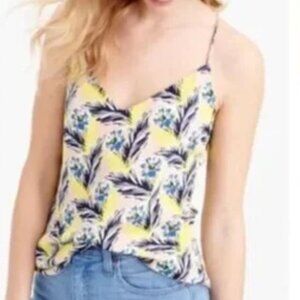 J. Crew Tropical Floral Silk Carrie Spaghetti Strap Cami